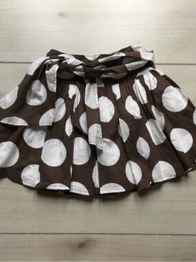 Mini Boden Brown and White Polka Dot Skirt with Tie Waist